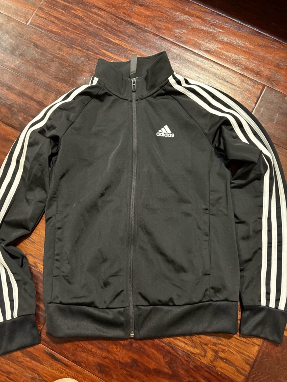 adidas Black Track Jacket with White Three-Stripes